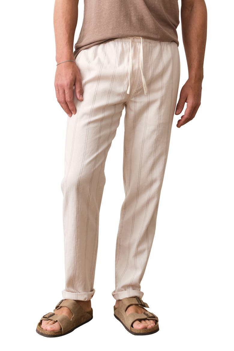 Saturday Stripe Drawstring Hemp Blend Beach Pants, Main, color, NATURAL/ BROWN STRIPE