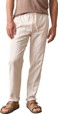 Marine Layer Saturday Stripe Drawstring Hemp Blend Beach Pants