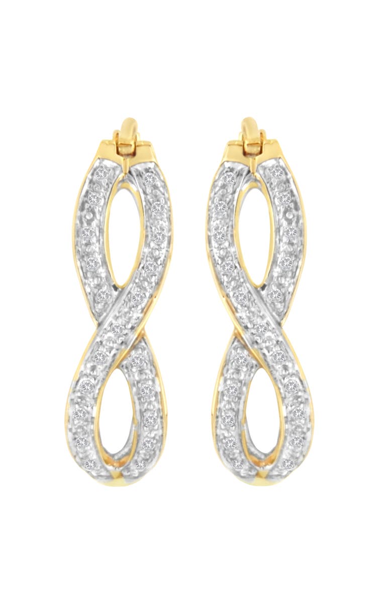 Haus of Brilliance 10K Yellow and White Gold 1/4 Ct Diamond Double Infinity Hoop Earrings, Alternate, color, Yellow