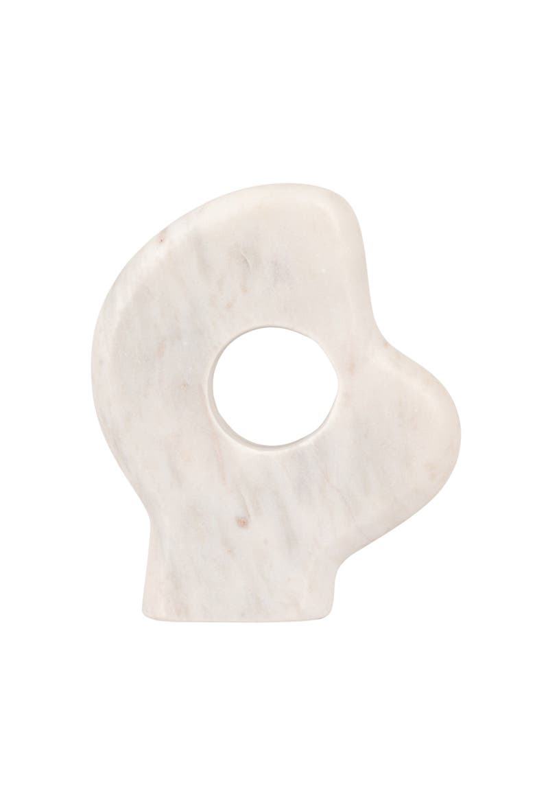 Decorative Abstract Marble Sculptures, White, Set of 2, Alternate, color, White