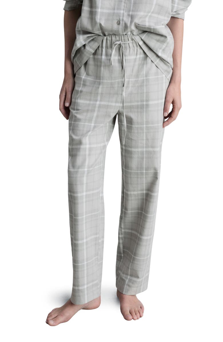 MANGO Drawstring Cotton Flannel Lounge Pants, Main, color,