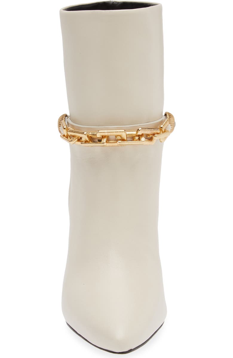 Avec Les Filles Spencer Golden Chain Pointed Toe Leather Bootie, Alternate, color, Ivory
