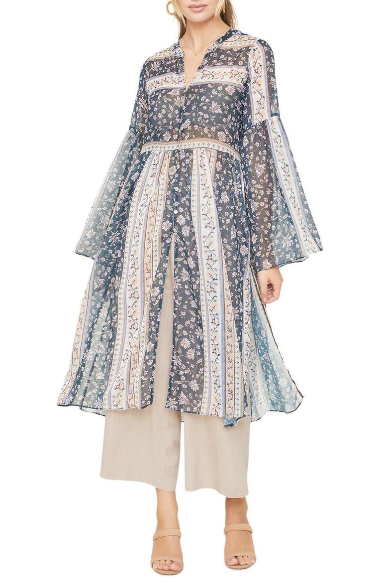 Running Free Long Blouse, Main, color, BLACK-MULTI
