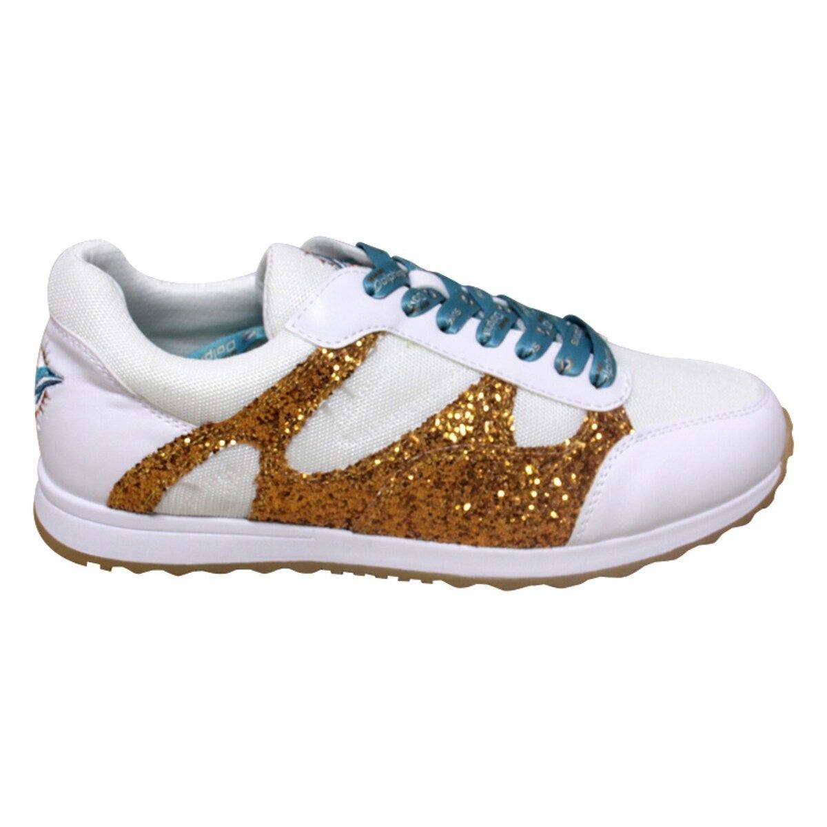 CUCE Women's Cuce  Orange Miami Dolphins Glitter Sneakers, Alternate, color, Orange
