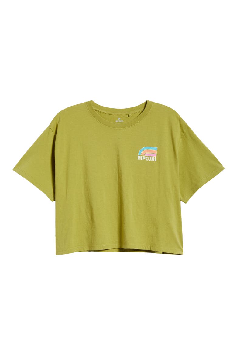 Surf Side Crop Graphic T-Shirt, Alternate, color, GREEN OLIVE