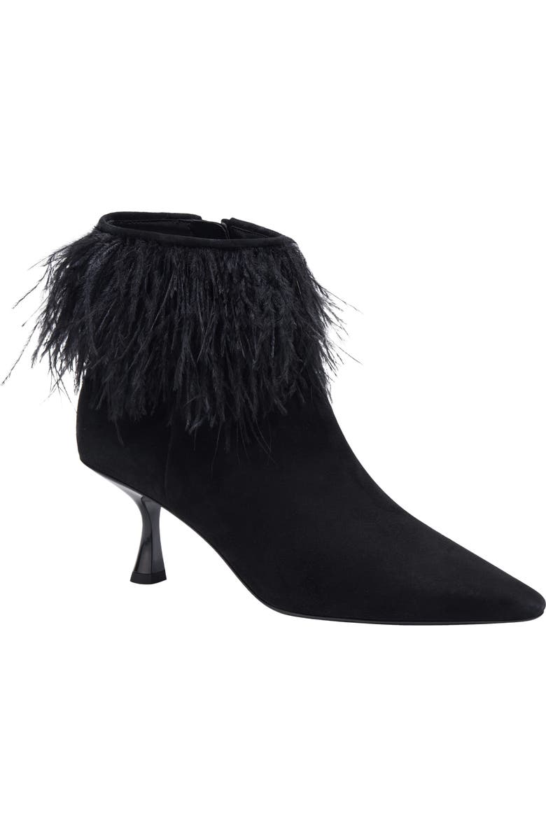 Kate Spade New York marabou pointed toe bootie, Main, color, Black