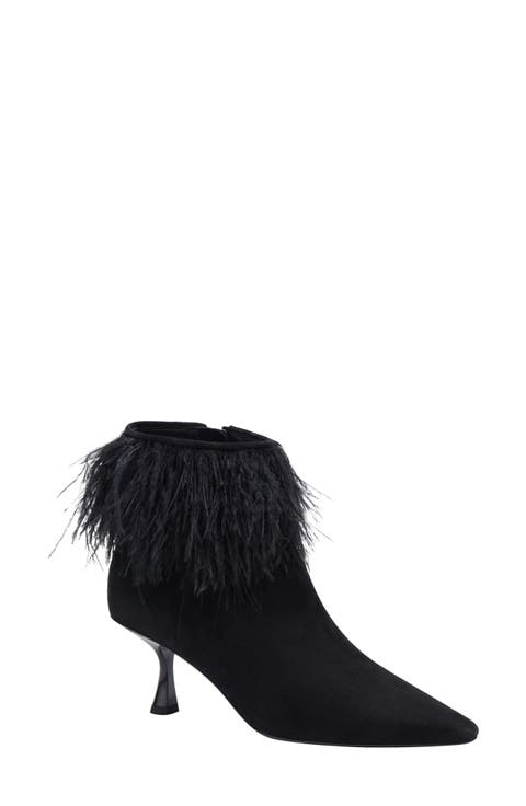 marabou pointed toe bootie (Women)