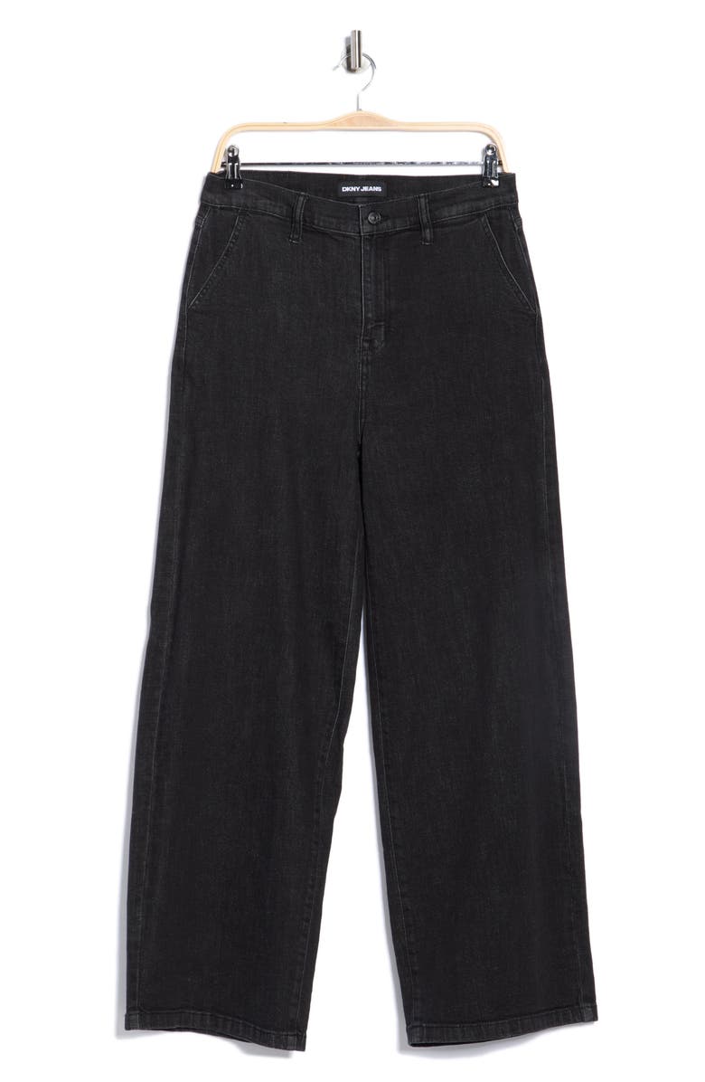 DKNY Jeans High Waist Tailored Pants, Main, color, Blackout