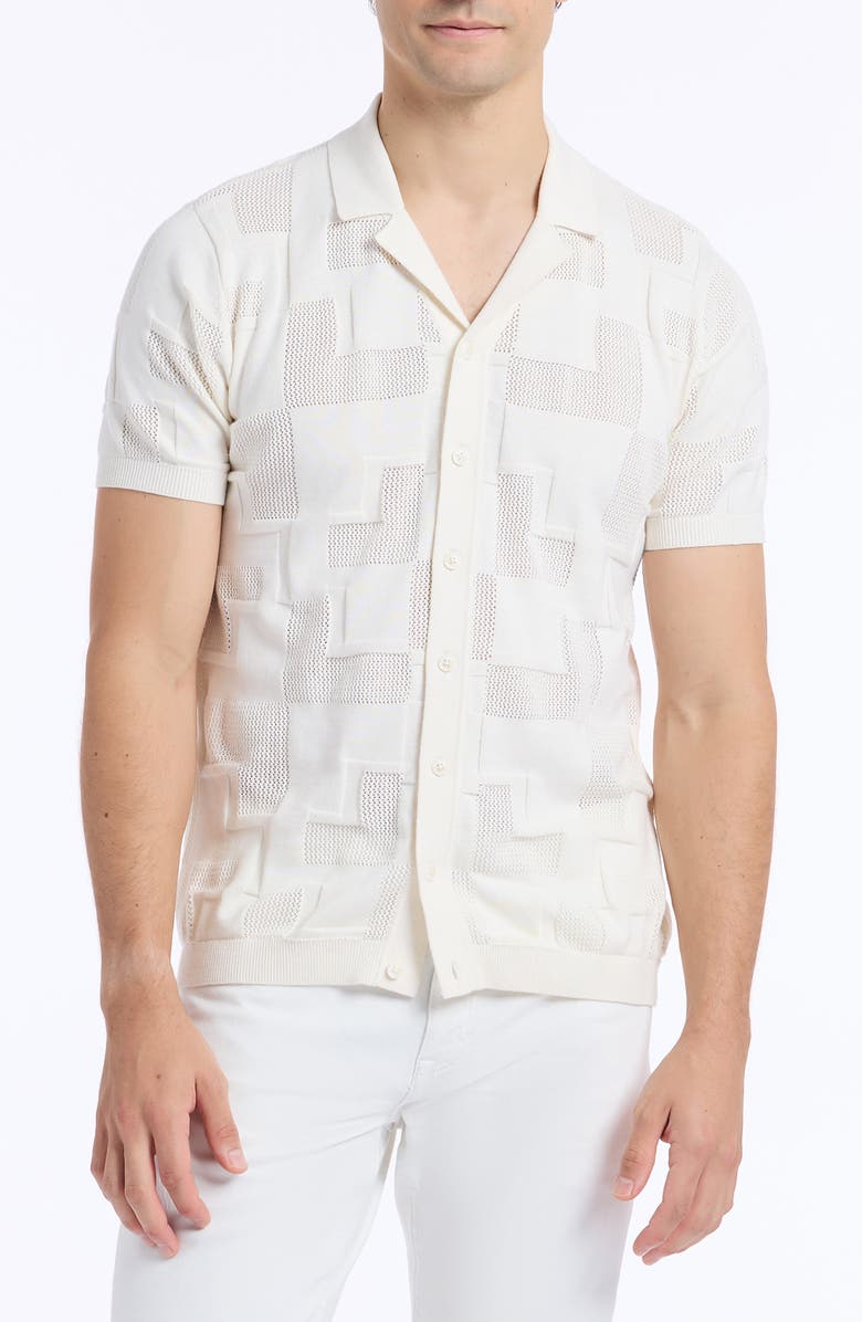 Robert Graham Drayford Short Sleeve Sweater, Main, color, Off White