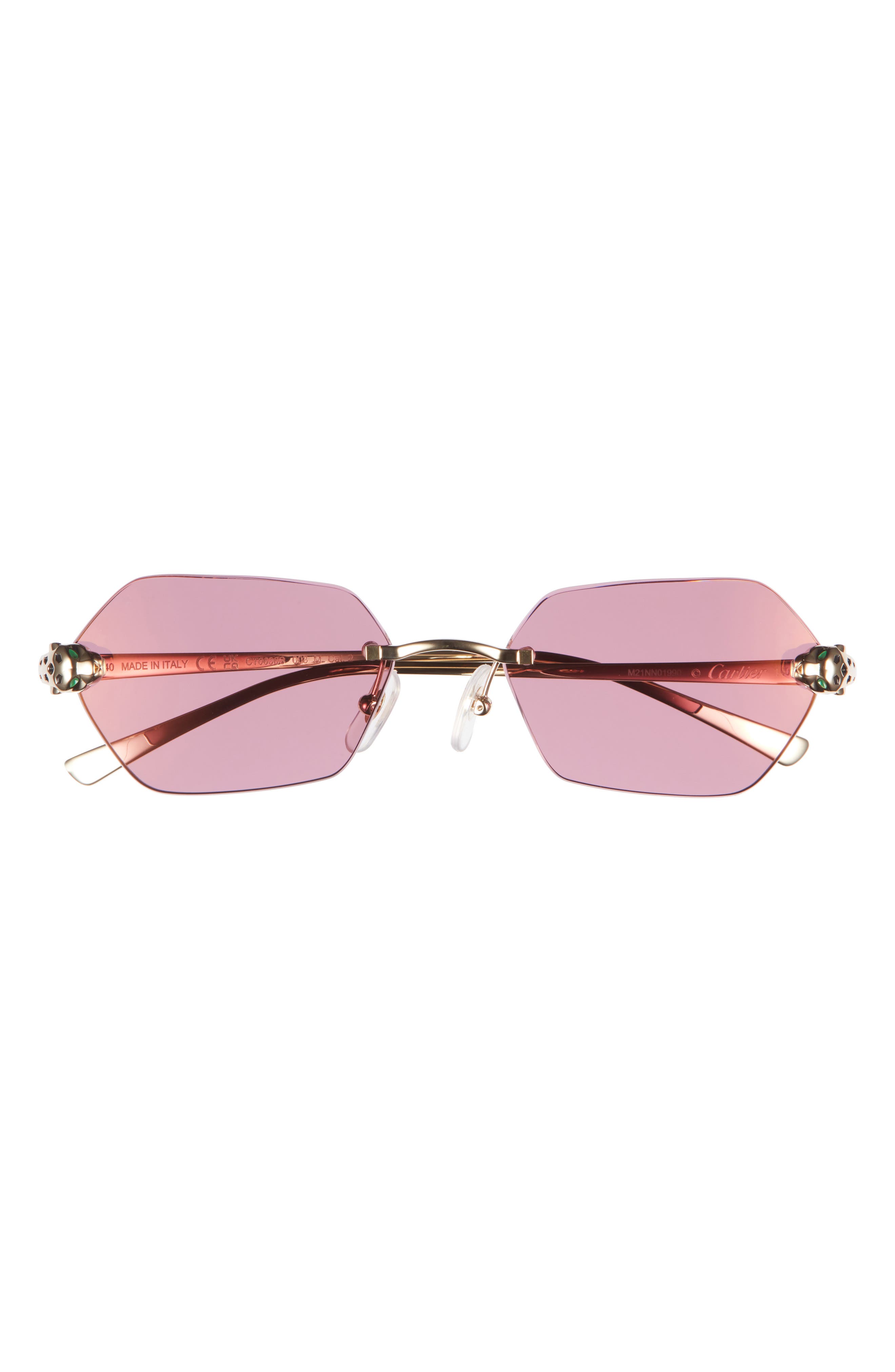 Gold Rimless Sunglasses with pink Lenses - Women\'s Fashion Accessory CARTIER C-Design 57-18-140 MM Rimless Pink Lens Sunglasses  main image 4