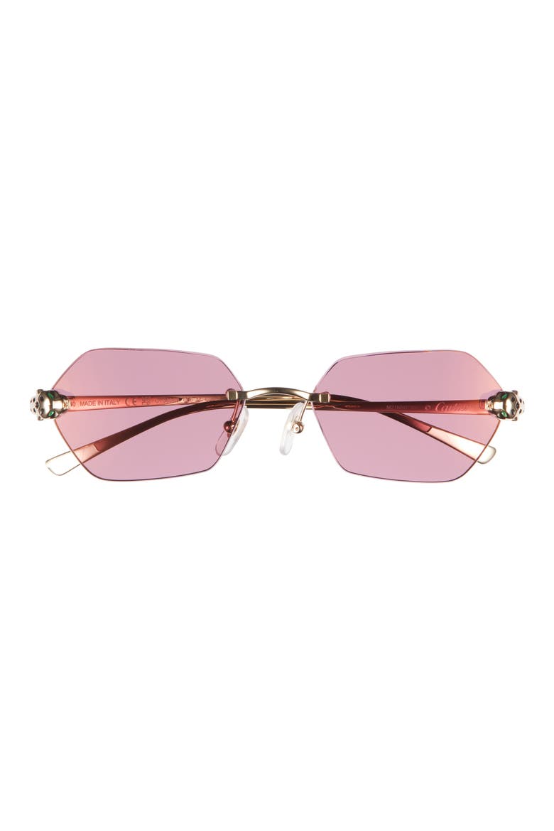 55mm Rimless Geometric Polarized Sunglasses, Main, color, GOLD