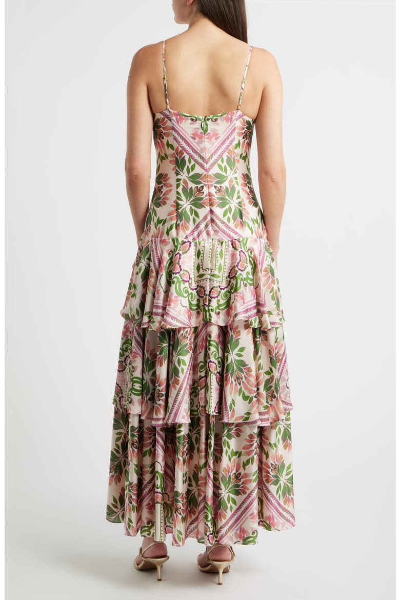 Print Tiered Sleeveless Maxi Dress, Alternate, color, VANILLA CREAM