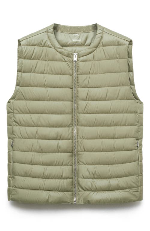 Mango Water Repellent Channel Quilted Vest In Pastel Green
