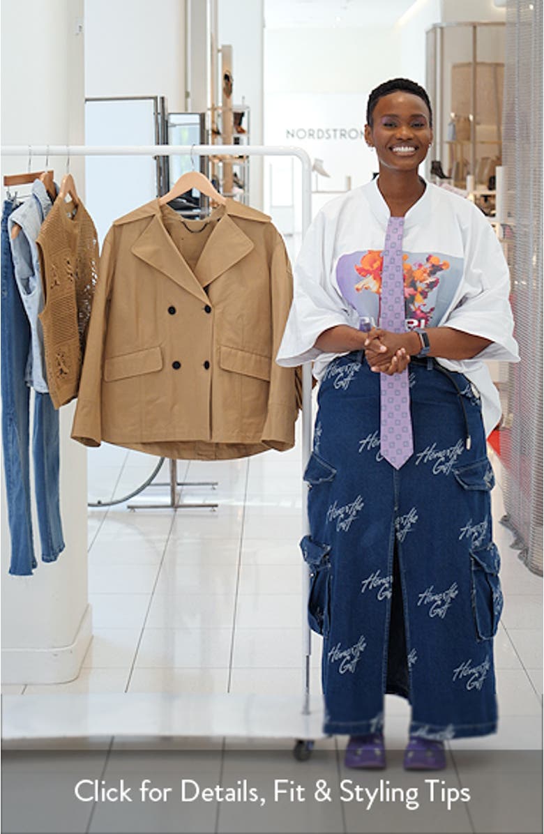 Connie Back Ruffle Short Cotton Trench Coat, sales video thumbnail