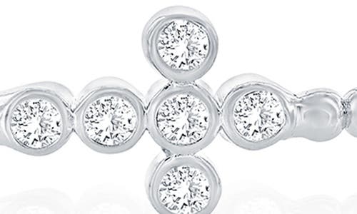 Simona Cubic Zirconia Sideways Cross Bracelet In Silver