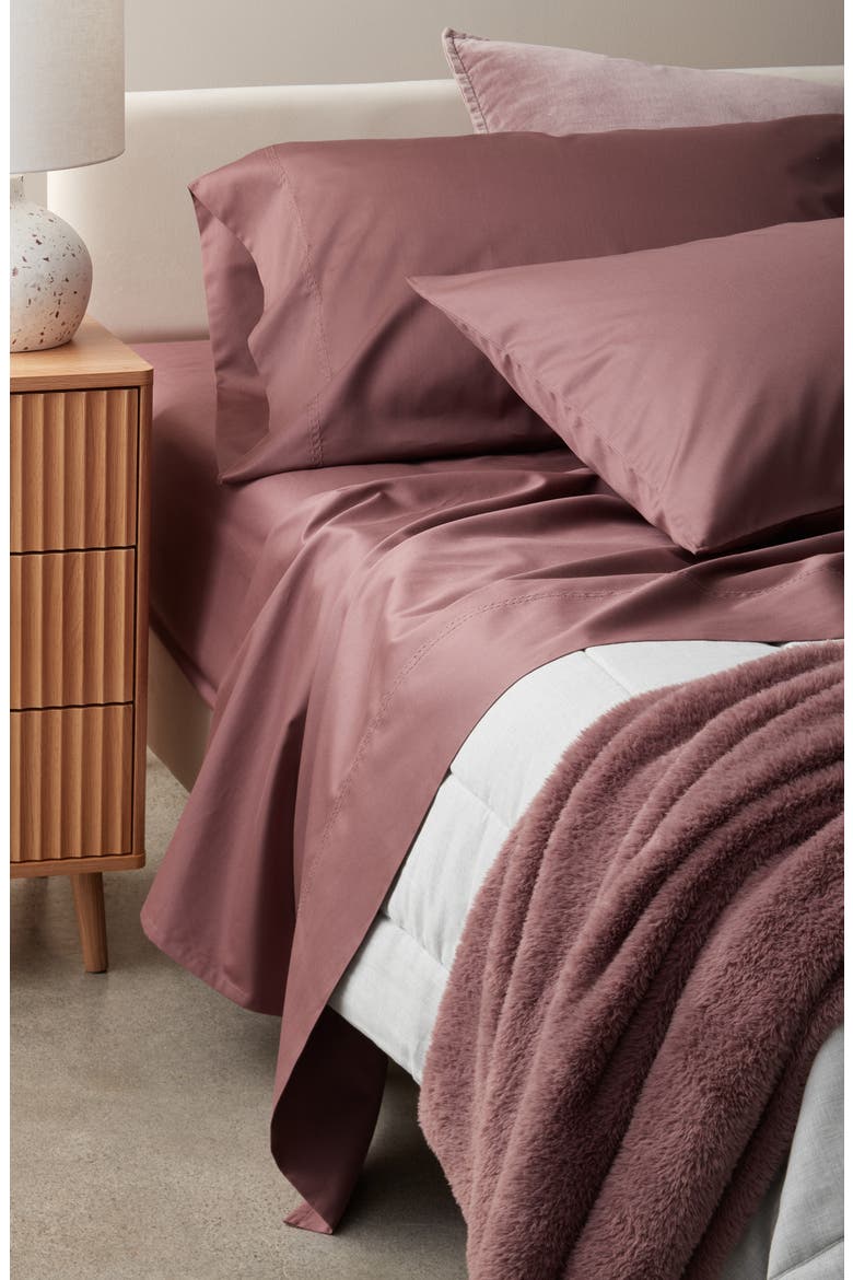 400 Thread Count Organic Cotton Sateen Sheet Set, Alternate, color, PURPLE TAUPE