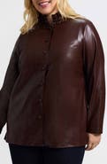 Foxcroft Carolina Faux Leather Button-Up Shirt Jacket
