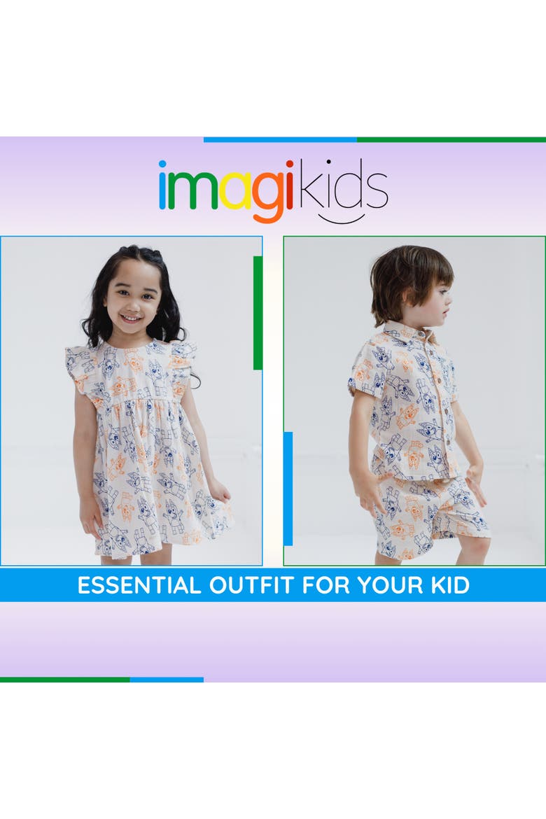 Gauze Dress and 2-Piece Short Set, Alternate, color, Bluey Bingo Cream