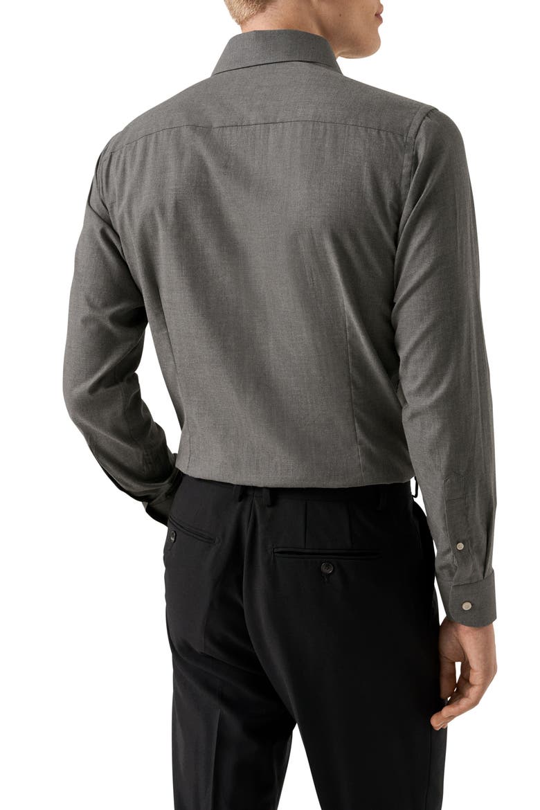 Contemporary Fit Flannel Dress Shirt, Alternate, color, DARK GREY