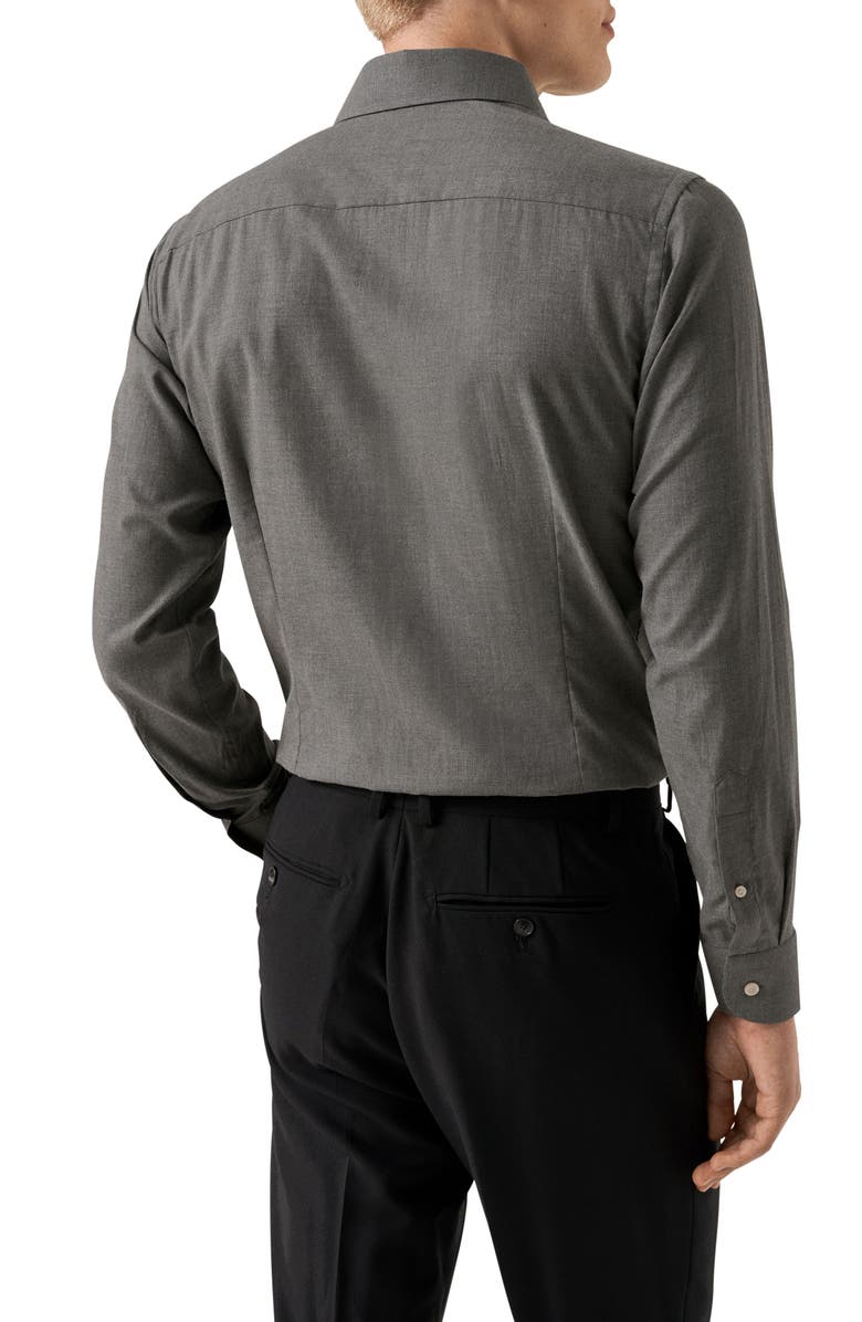Eton Contemporary Fit Flannel Dress Shirt, Alternate, color, Dark Grey