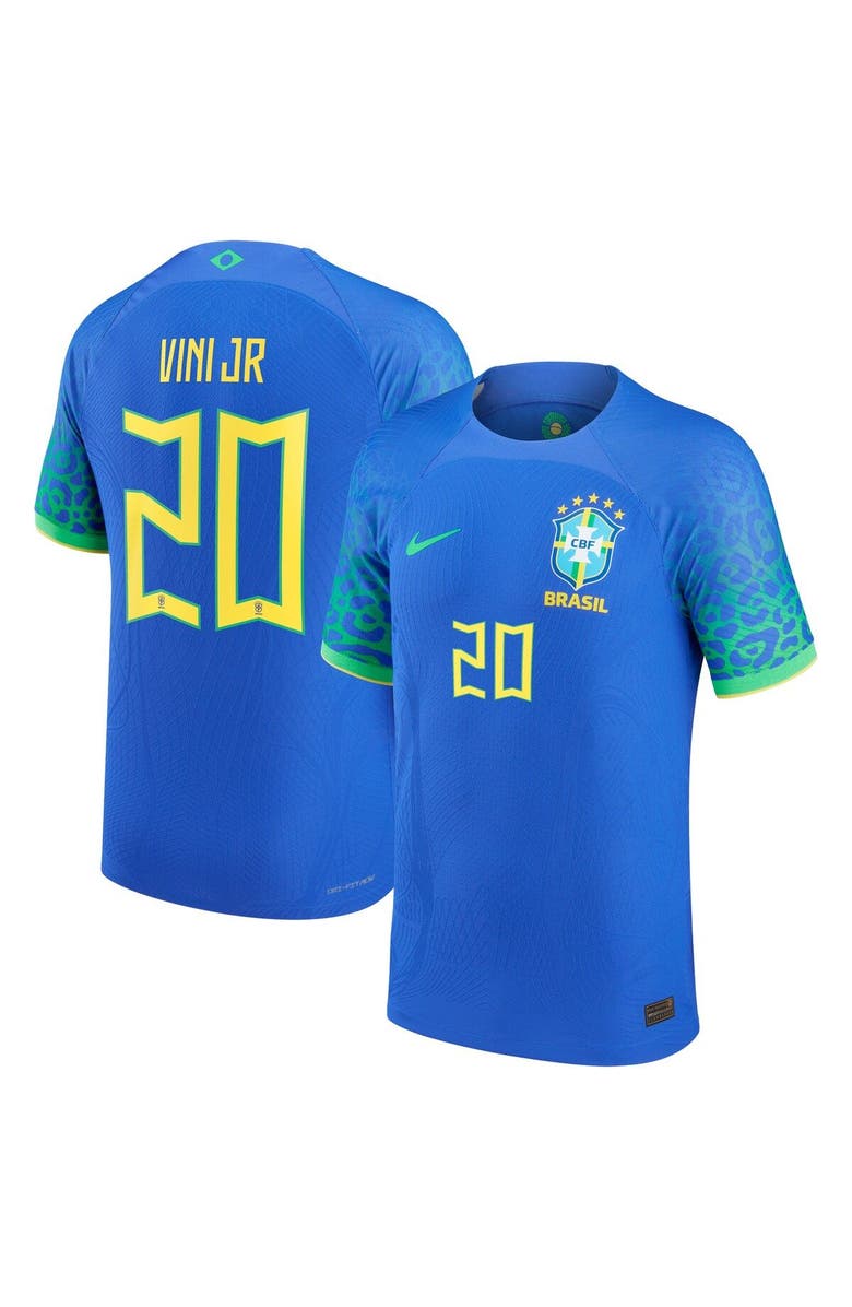 Nike Men's Nike Vinicius Junior Blue Brazil National Team 2022/23 Authentic Away Jersey, Alternate, color,