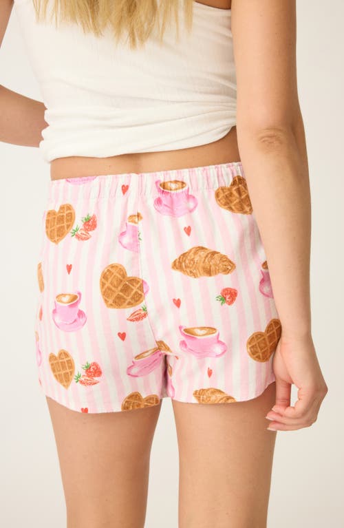 Pj Salvage Print Cotton Flannel Pajama Shorts In Pink