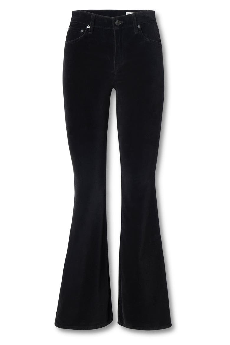 Flexi Velvet Dahlia Mid Rise Flare Jeans, Alternate, color, BLKVELVET
