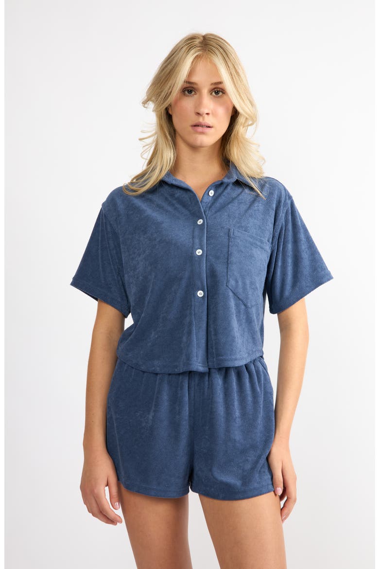 The Terry Button-Up Shirt, Alternate, color, NAVY