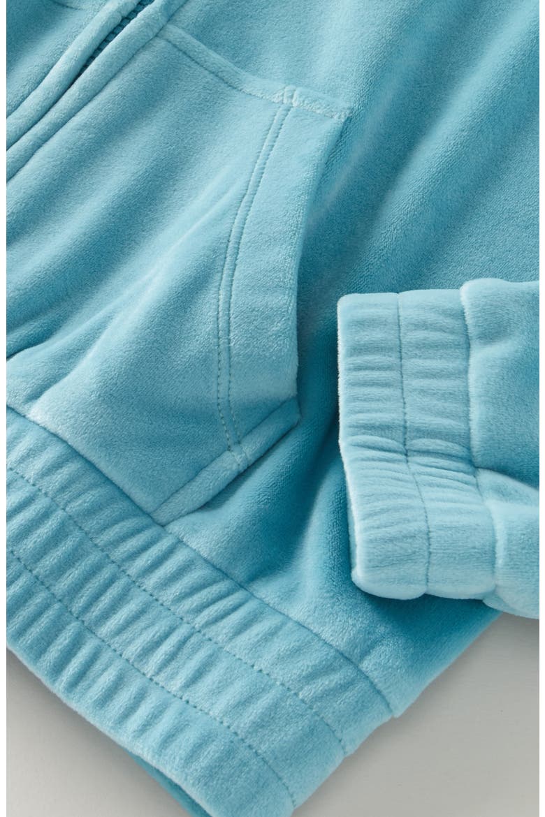 Kids' Cosmos Velour Zip Hoodie, Alternate, color, TEAL SICILY