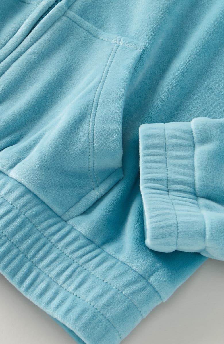 Zella Girl Kids' Cosmos Velour Zip Hoodie, Alternate, color, Teal Sicily