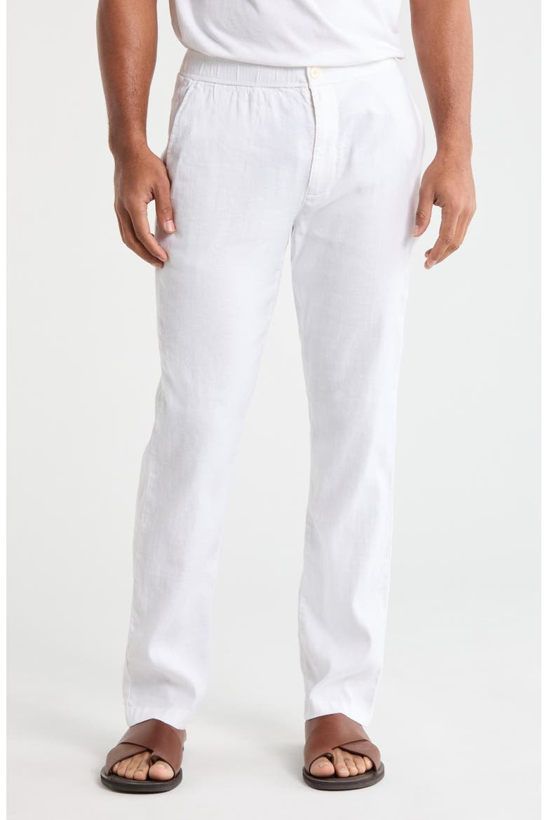 Beach Coast Linen Pants, Main, color, WHITE