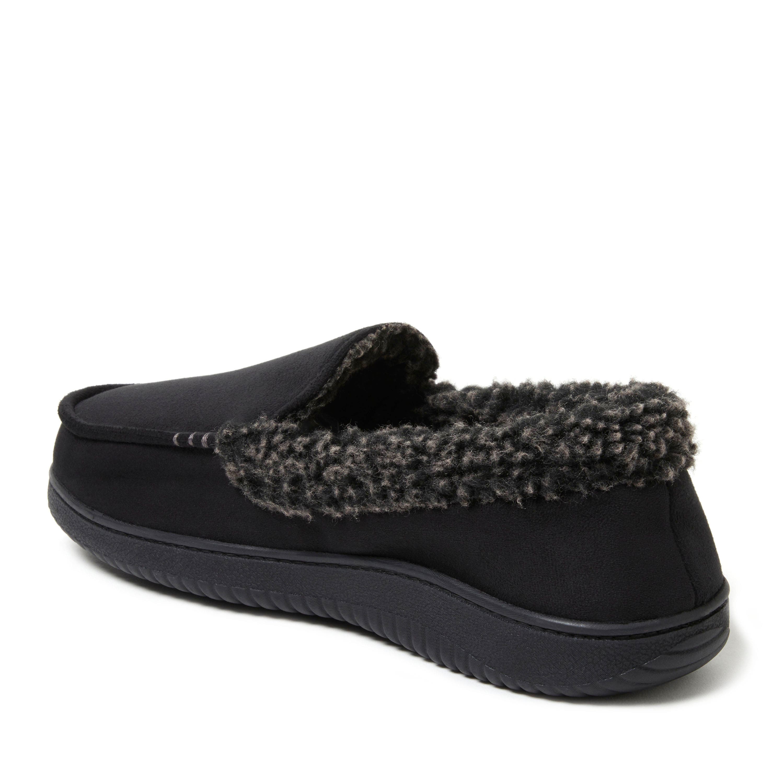 DEARFOAMS Alexander Microsuede Moccasin Slipper, Alternate, color, Black