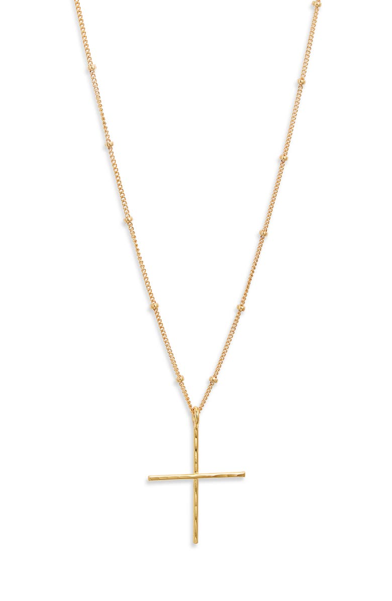 Kiara by Ki-ele Dainty Cross Pendant Necklace, Main, color, Gold