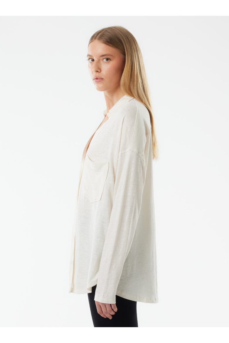 Stretch Linen Relaxed One Pocket Shirt, Alternate, color, CREAM