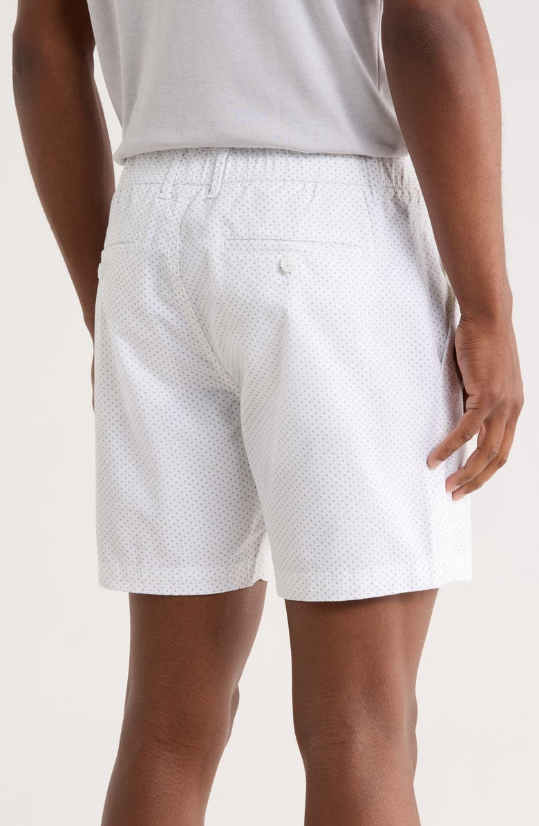 DENIM AND FLOWER Geo Print Stretch Cotton Shorts, Alternate, color, White