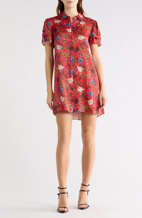 Jem Floral Tiered Short Sleeve Shirtdress