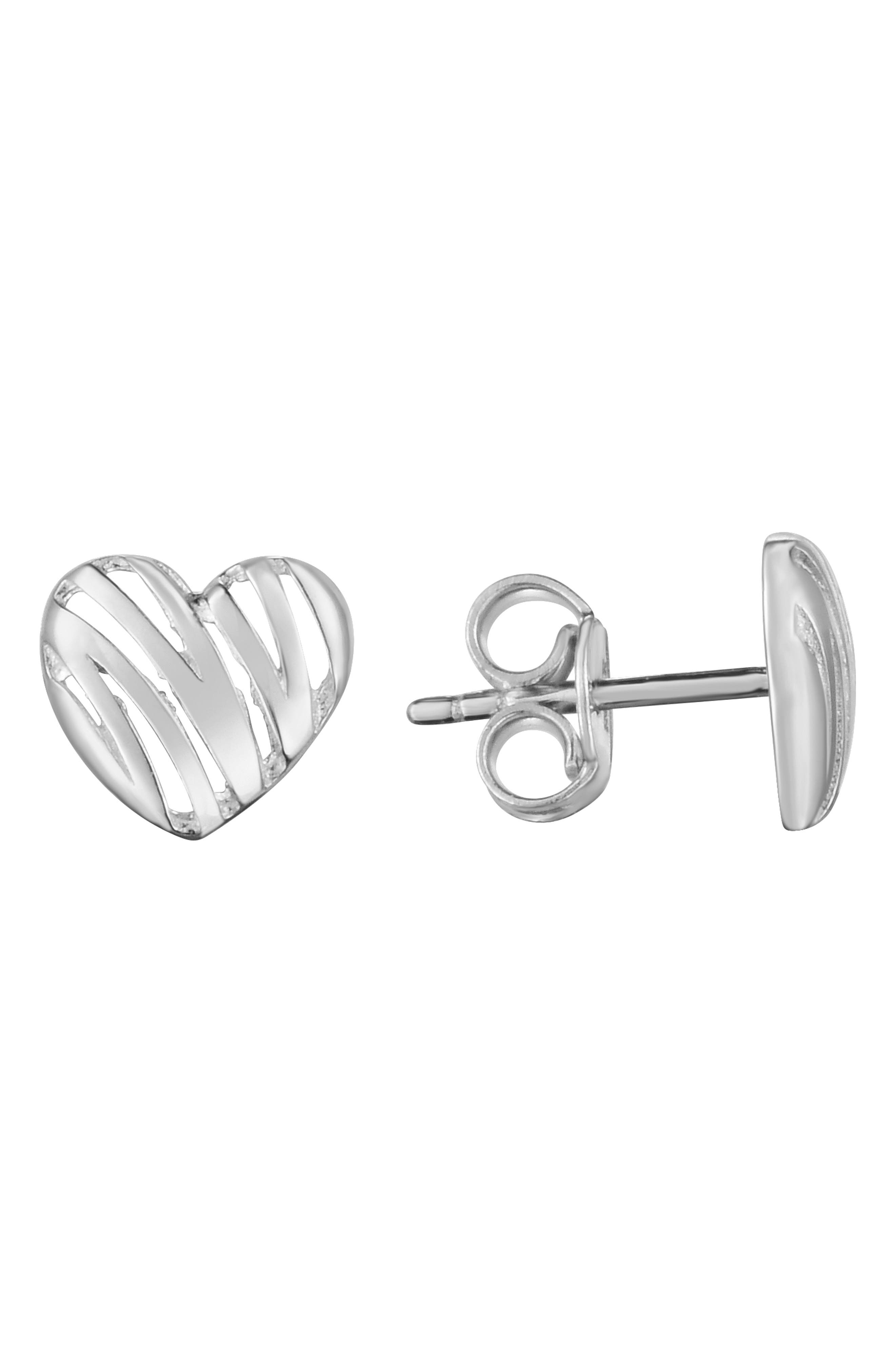 14k Gold Scribble Heart Stud Earrings