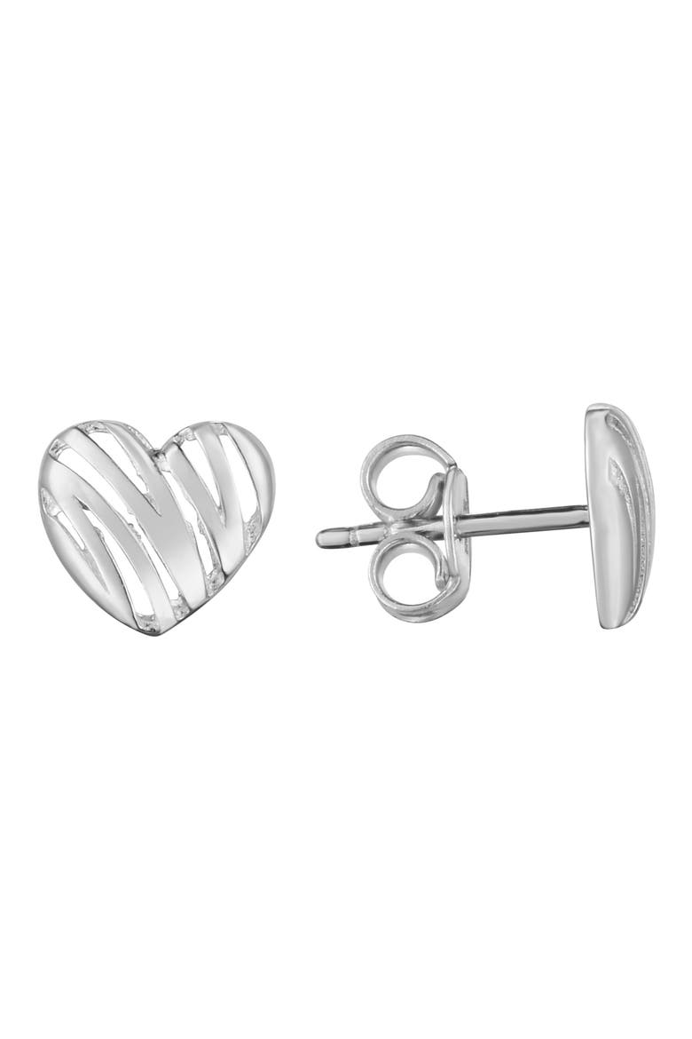 14k Gold Scribble Heart Stud Earrings, Main, color, WHITE GOLD