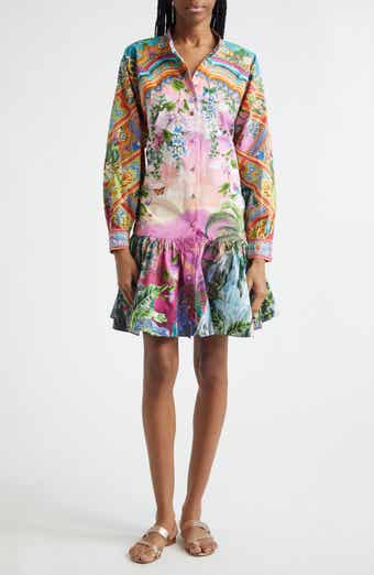 Print Long Sleeve Cotton Dress