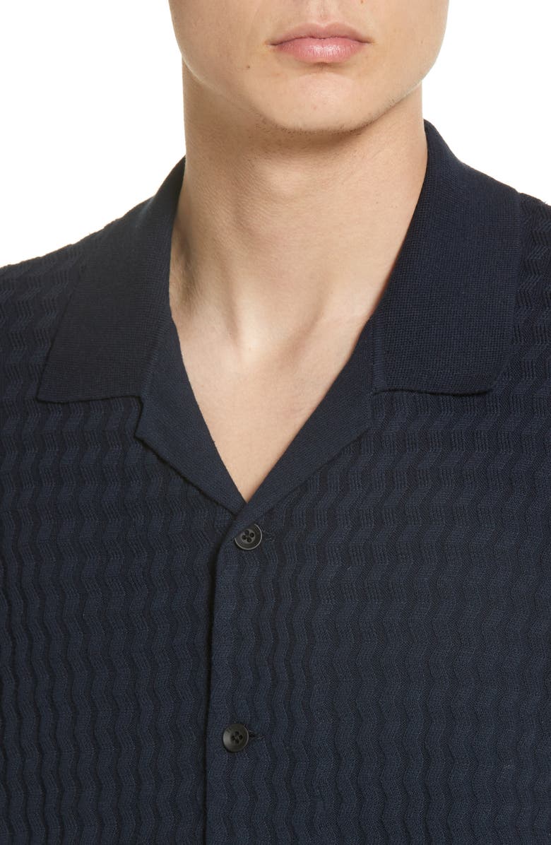 rag & bone Men's Avery Engineered Knit Organic Cotton Button-Up Shirt, Alternate, color, Sal