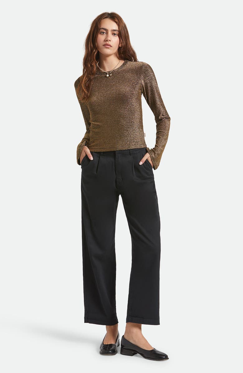 Brixton Dolly Metallic Flare Sleeve Top, Alternate, color, Gold Metallic