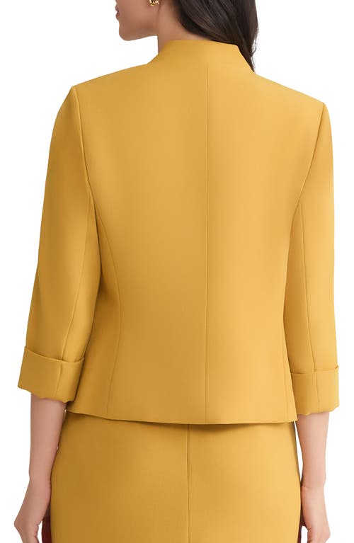 Kasper Plus Size Cuffed Kiss-front Blazer In Yellow
