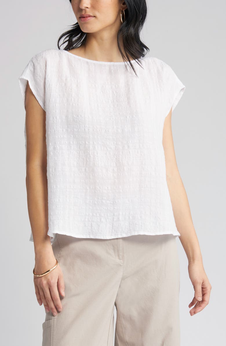 Eileen Fisher Bateau Neck Organic Linen & Cotton Top, Alternate, color, 