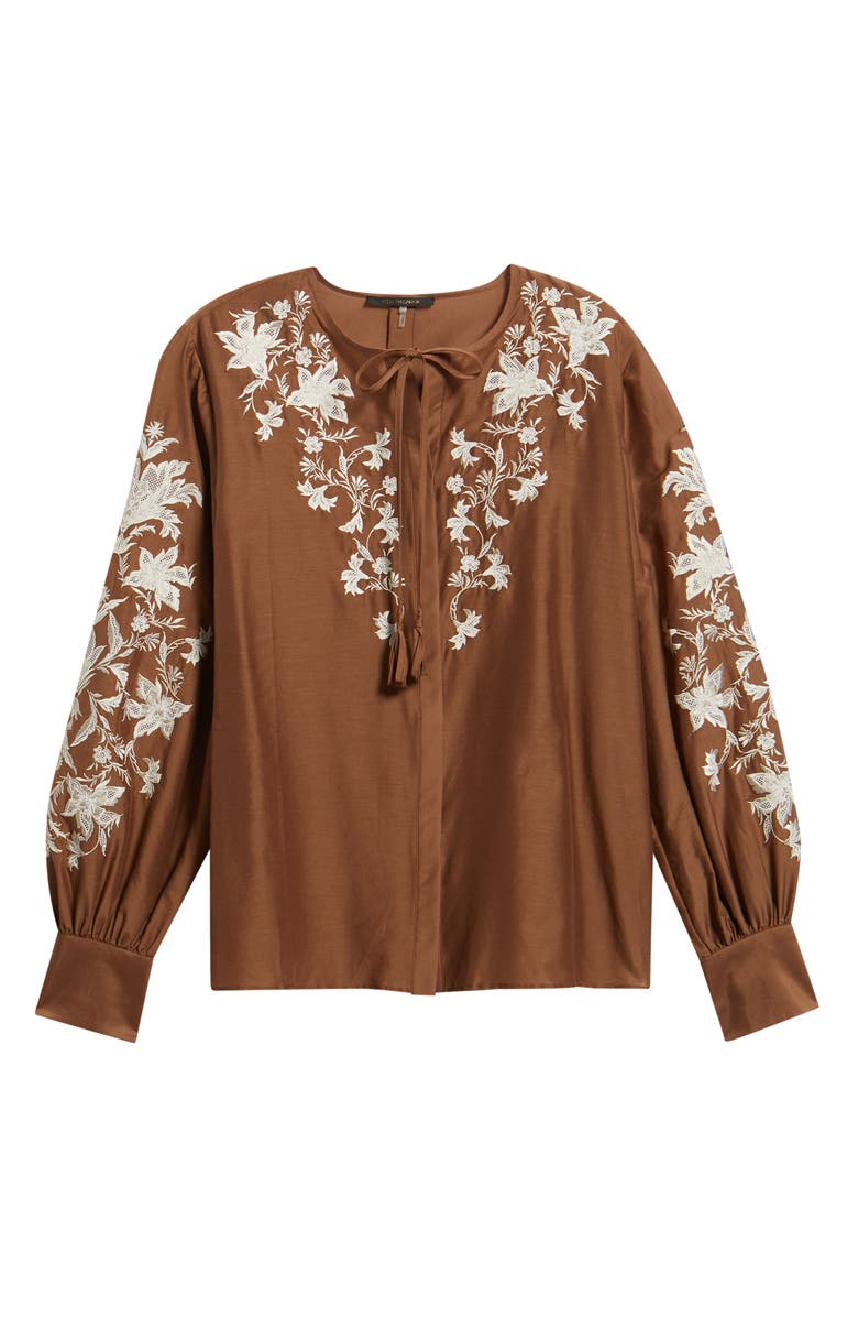 KOBI HALPERIN Franki Embroidered Cotton & Silk Top, Main, color, Cacao