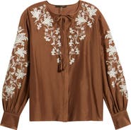 KOBI HALPERIN Franki Embroidered Cotton & Silk Top