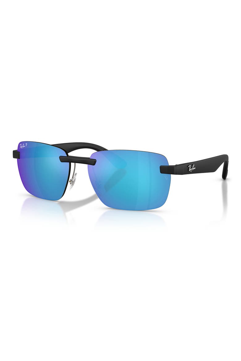59mm Polarized Rimless Sunglasses, Alternate, color, SAND BLACK / POLAR GREEN