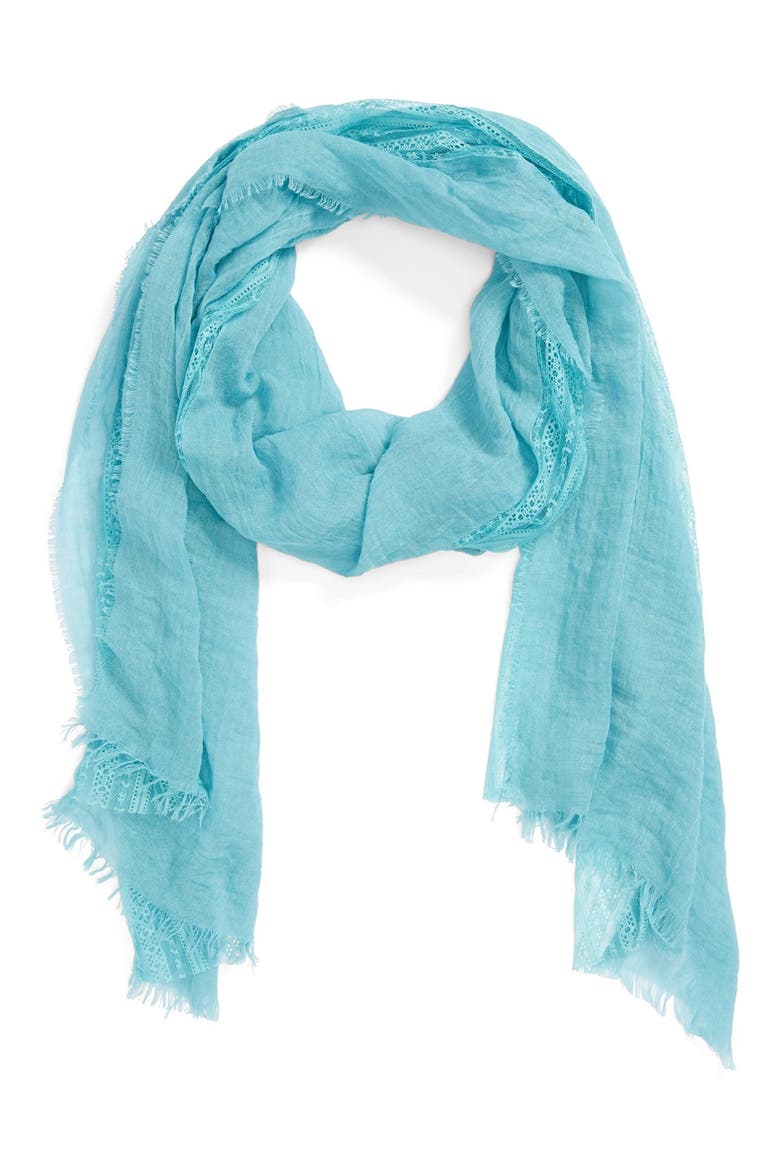 Lace Panel Scarf, Main, color, BLUE MERCHANT