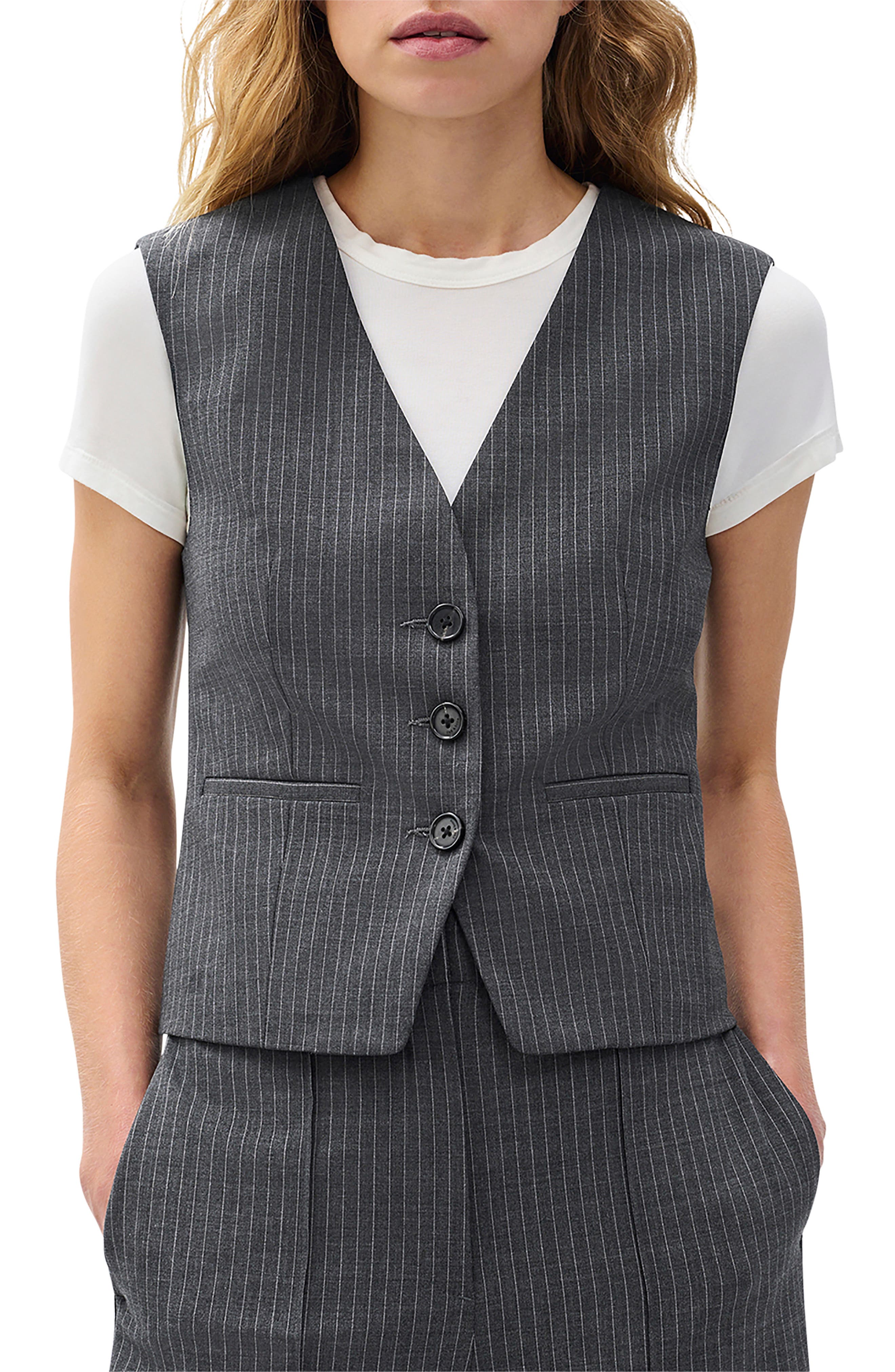 Jennifer Wool Blend Pinstripe Blazer & Vest Set - image 2