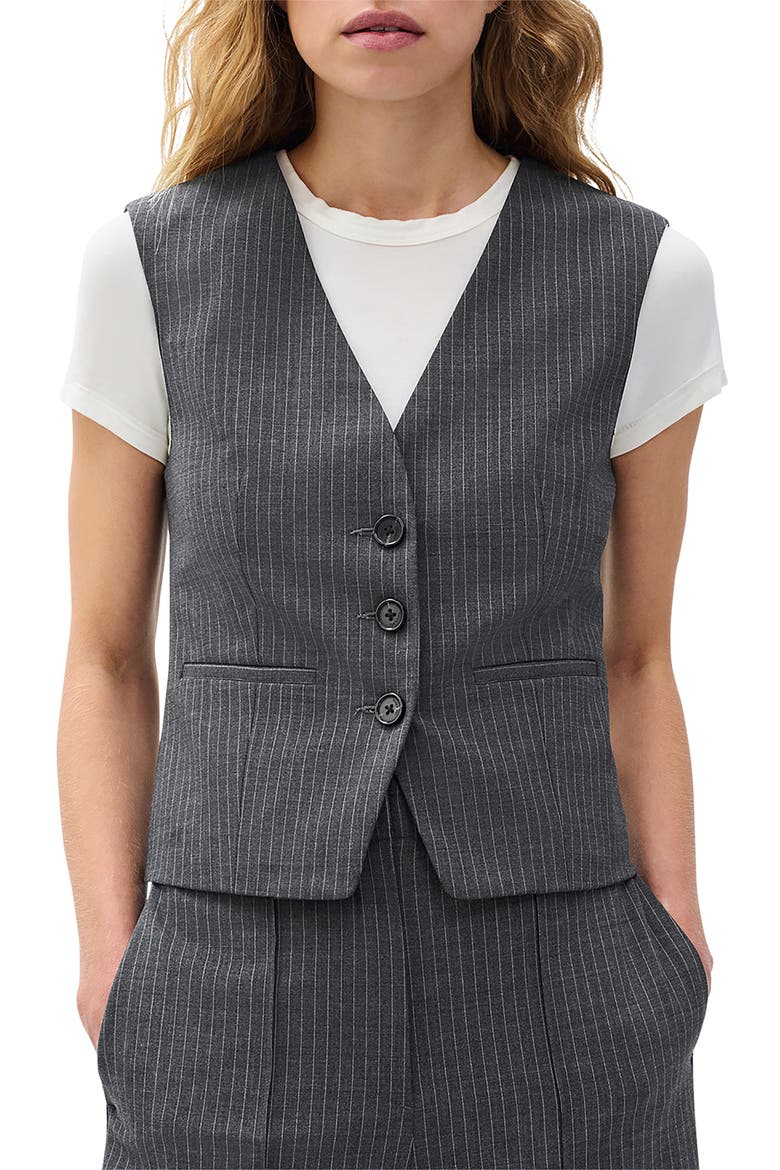 Jennifer Wool Blend Pinstripe Blazer & Vest Set, Alternate, color, GRESP