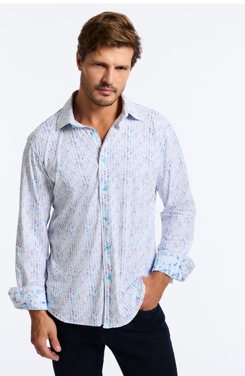 Robert Graham Slauson Classic Fit Herringbone Knit Button-Up Shirt, Alternate, color,